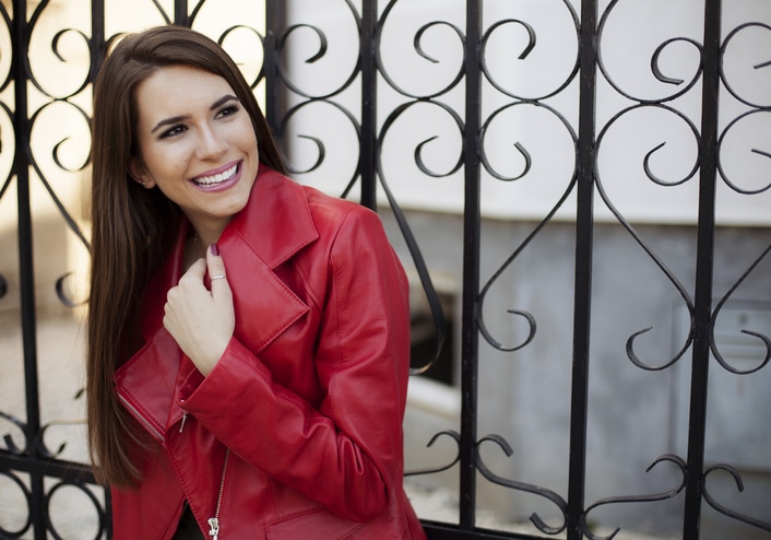 Red leather jacket