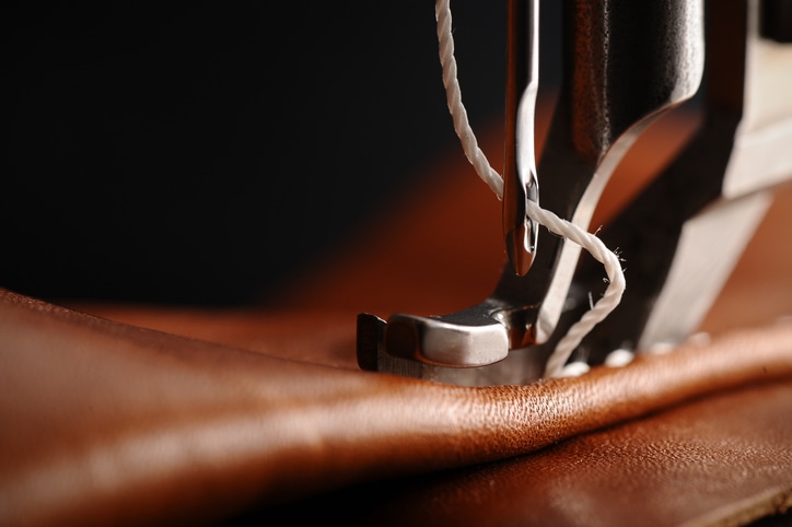 leather on sewing machine