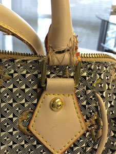 Louis Vuitton purse handle replacement before and after image 2