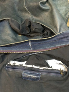 Purse interior pocket repair before and after image 1