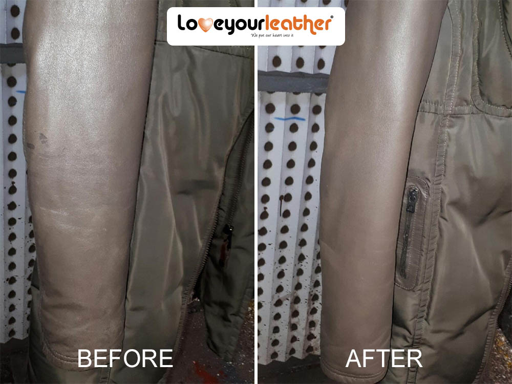 Leather coat cleaning before after