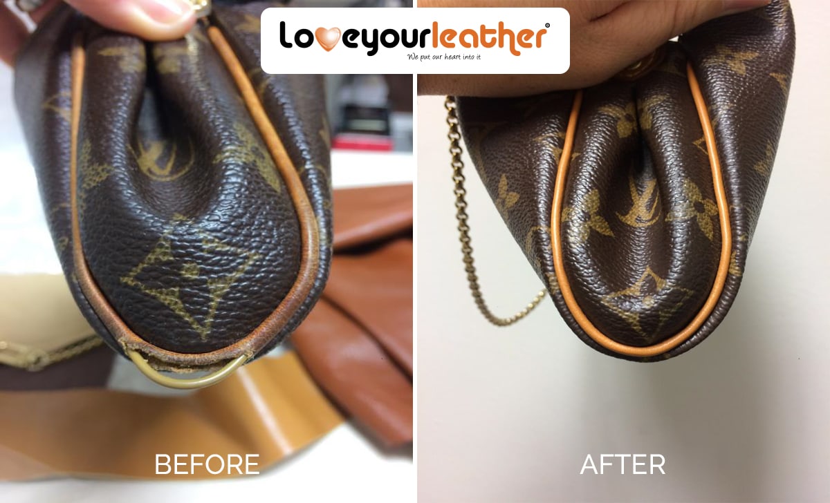 Piping leather repair lv handbag