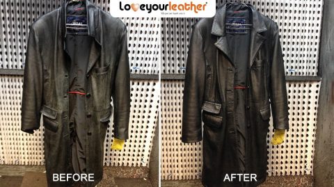 Black leather coat cleaning